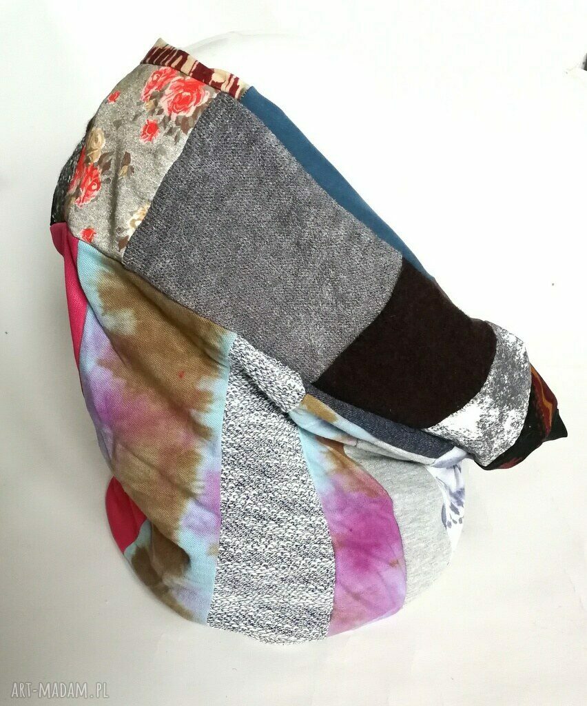 Komin wiosenny patchworkowy energetyczny - ręcznie szyty patchwork 40x37 cm