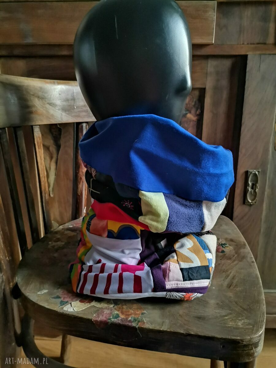 Kolorowy komin damski 33x37 cm - folk/etno/boho handmade