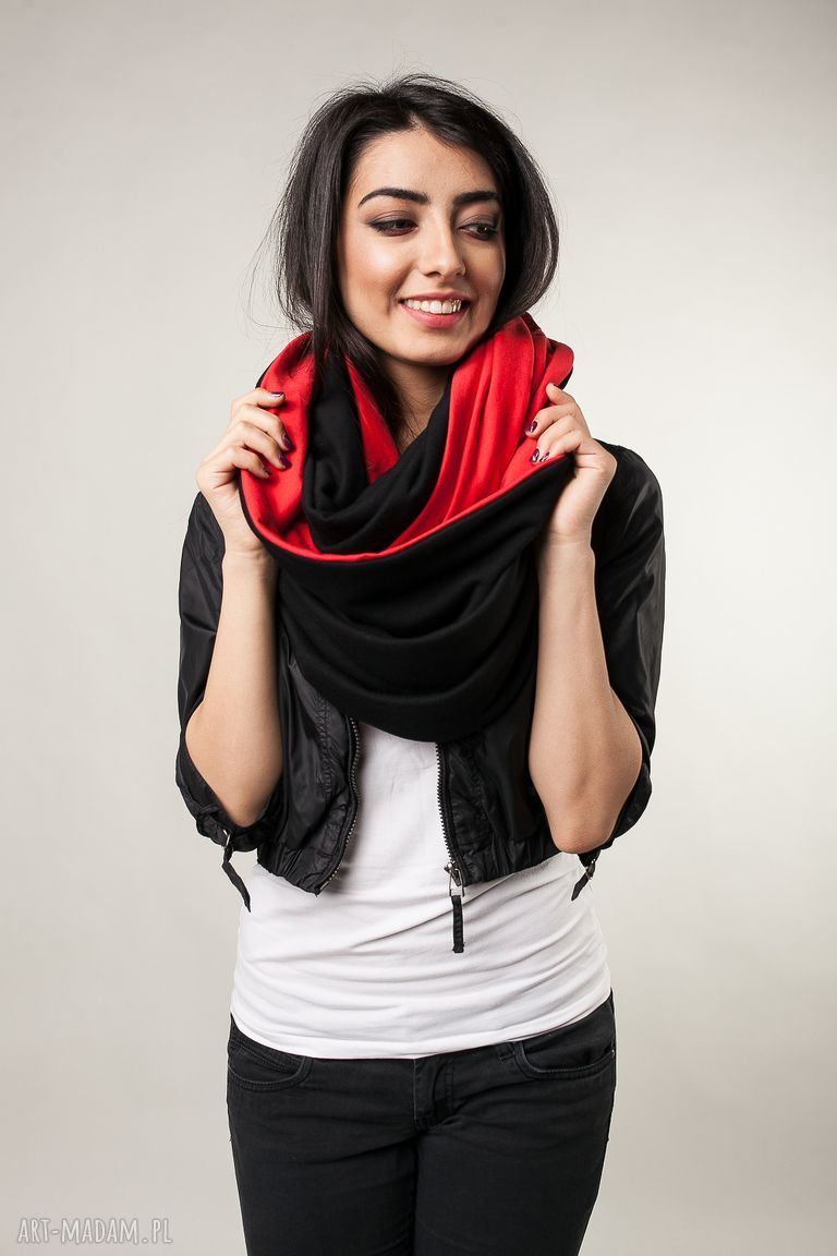 kominy: komin xxl dwustronny czarno czerwony ręczne wykonanie