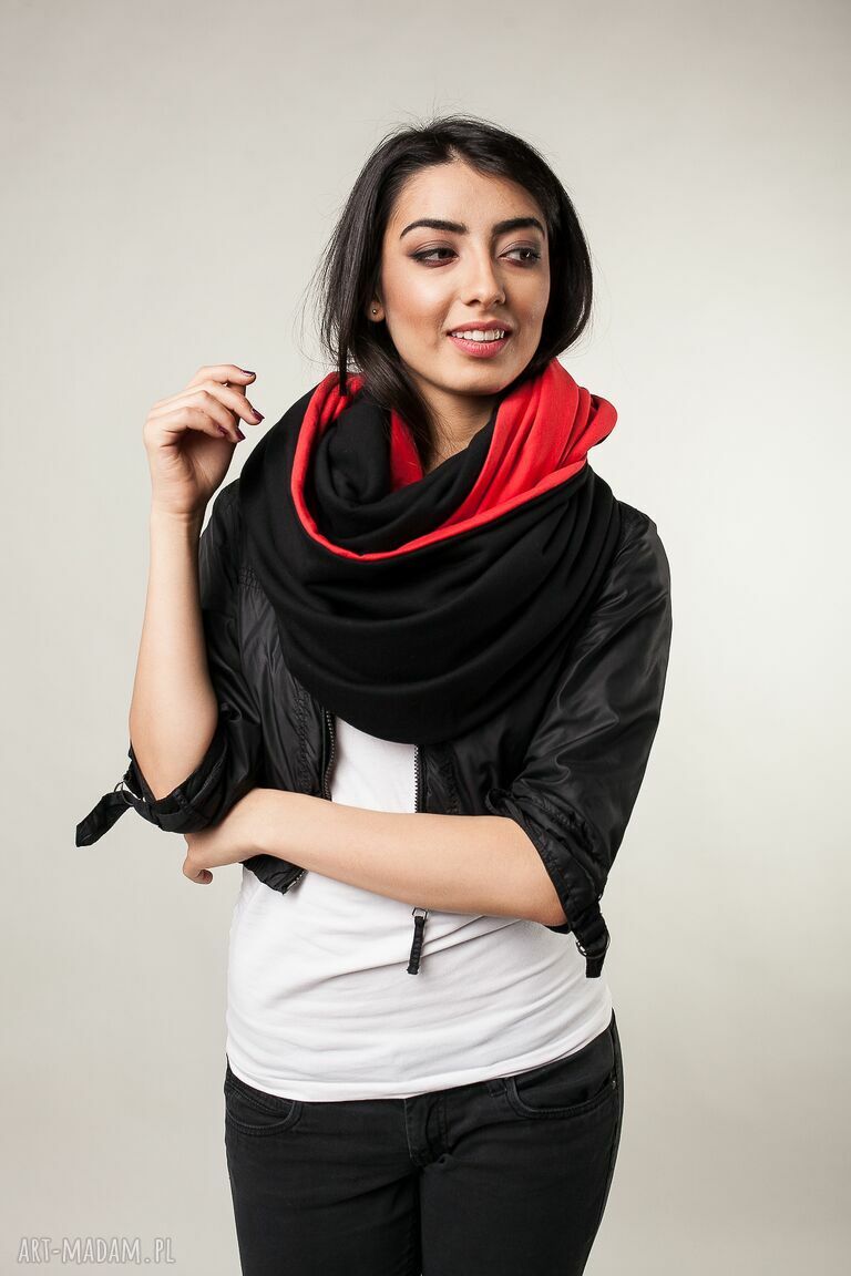 kominy: komin xxl dwustronny czarno czerwony ręczne wykonanie