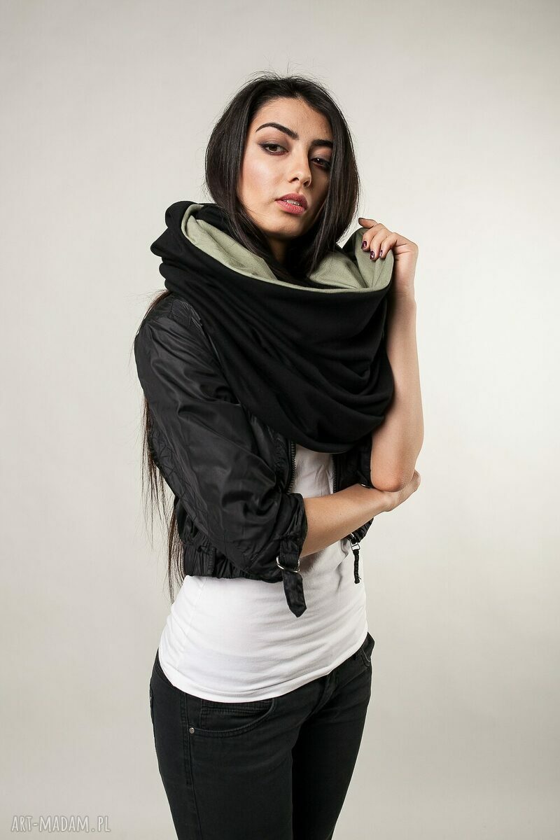 kominy: komin xxl dwustronny czarny khaki ręcznie wykonane