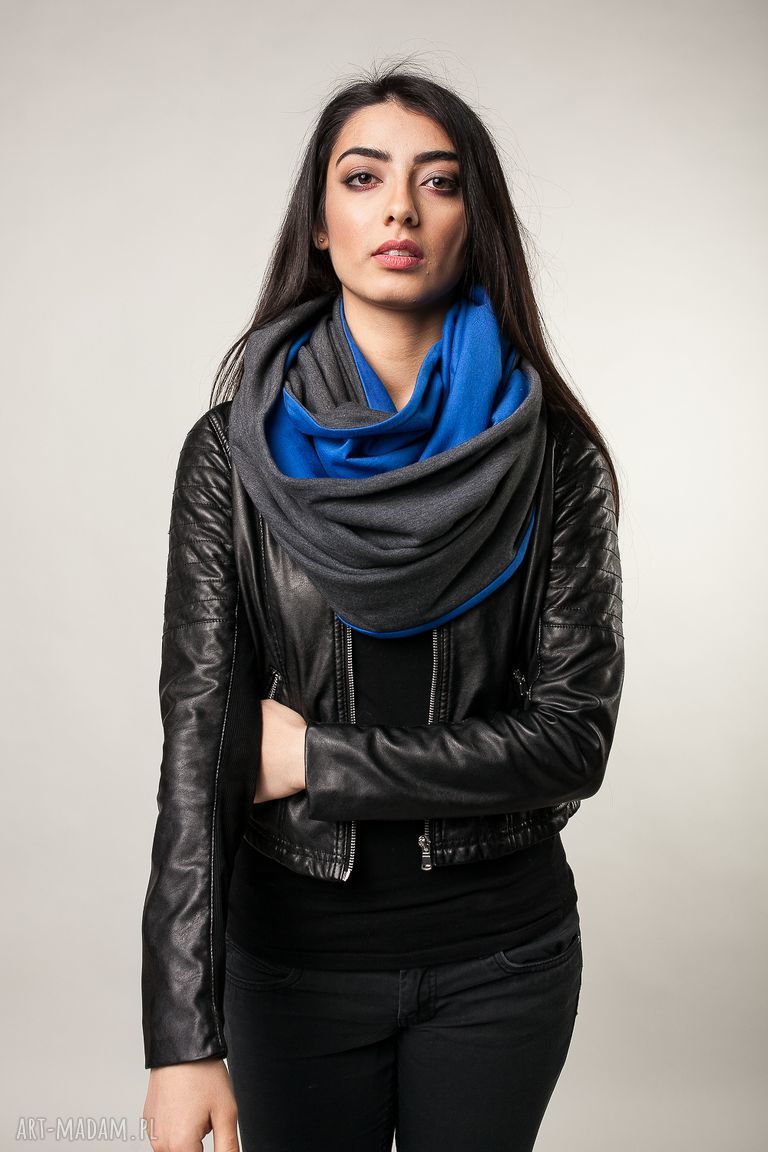 kominy: komin xxl dwustronny grafit kobalt Ręczne wykonanie