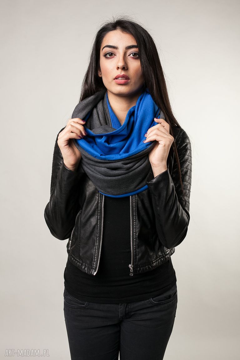 kominy: komin xxl dwustronny grafit kobalt Ręczne wykonanie