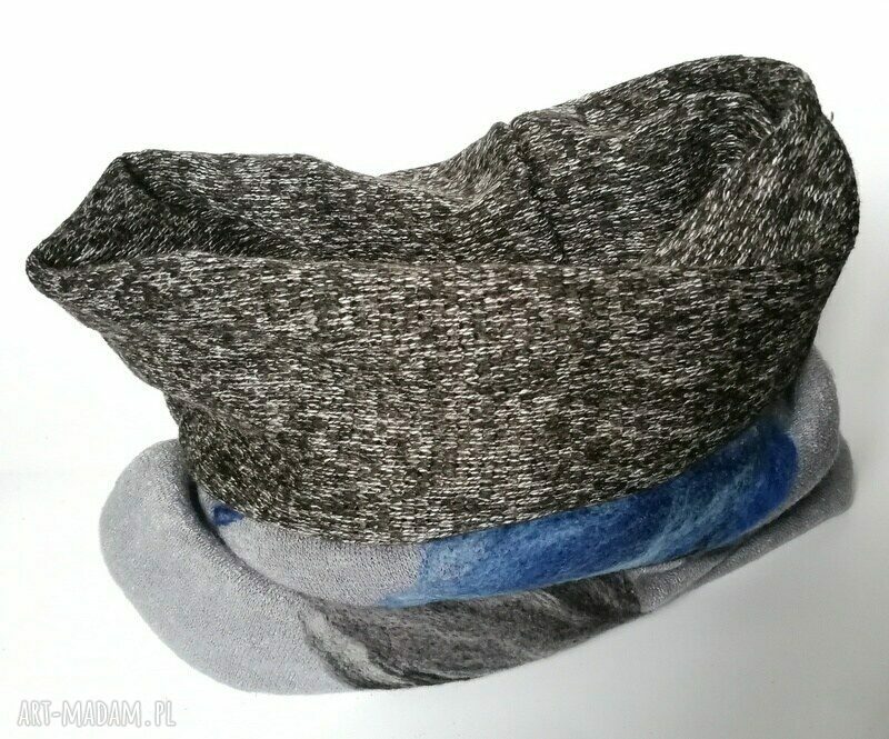 Ciepły zimowy komin damski filcowany z wełny merynosów (52x40 cm)