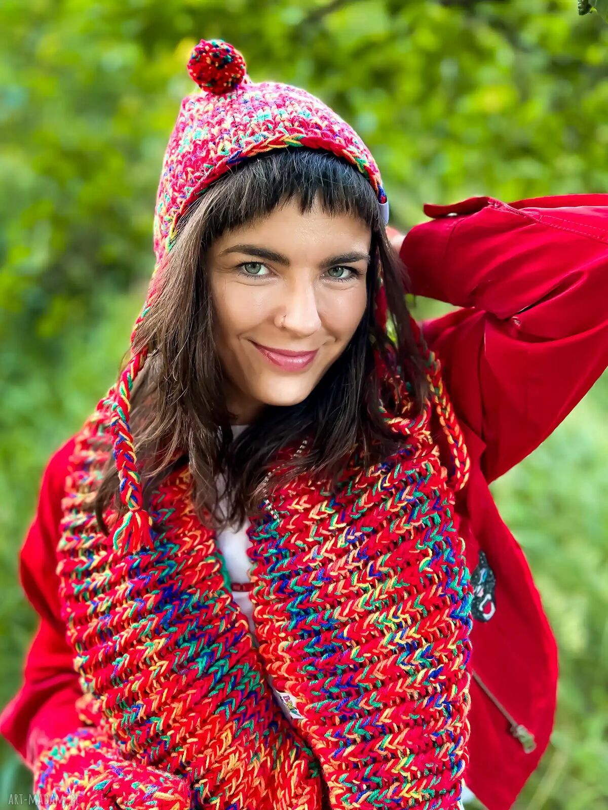 Komin MERINO 50% „Czerwienie” - ręcznie robiony