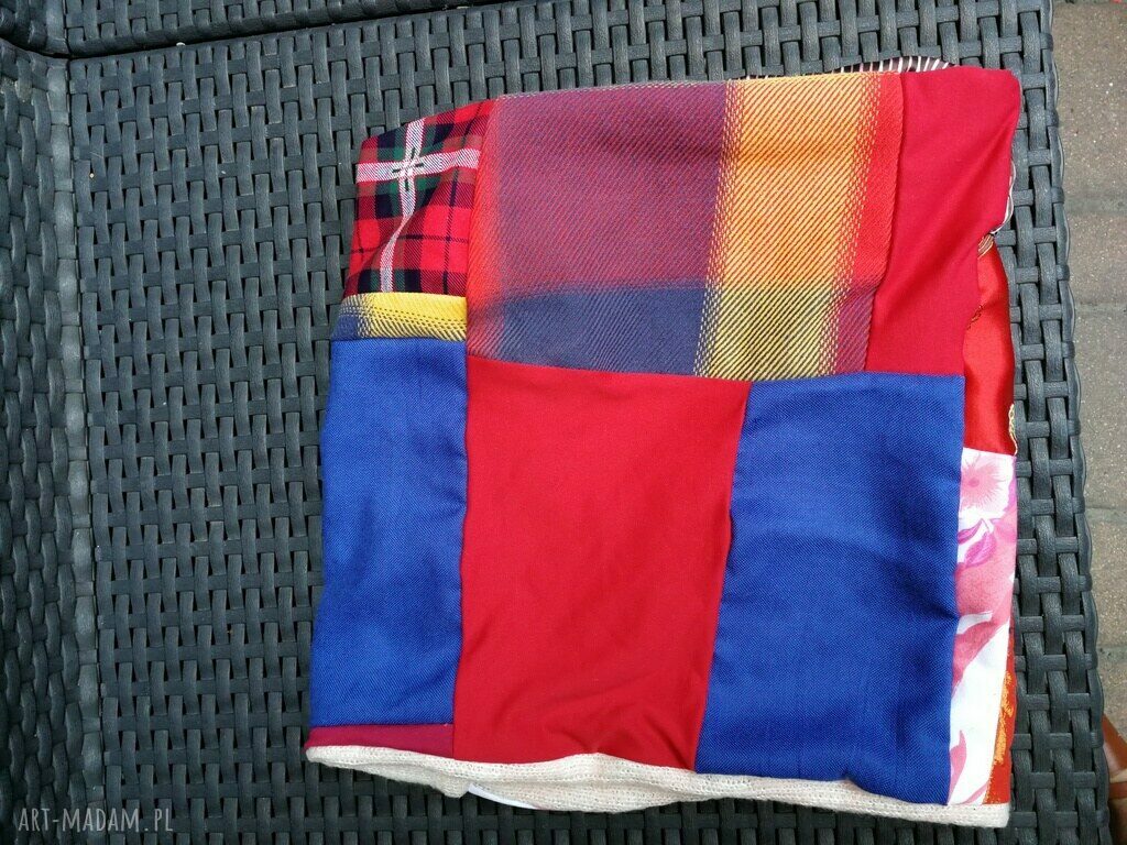 Komin zimowy szyty patchworkowo boho folk - blado różowy z białymi elementami