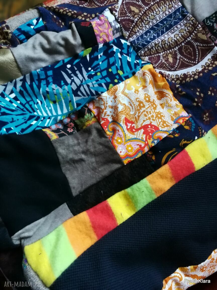 Komin zimowy, jesienny i wiosenny - ciepły patchwork na podszewce