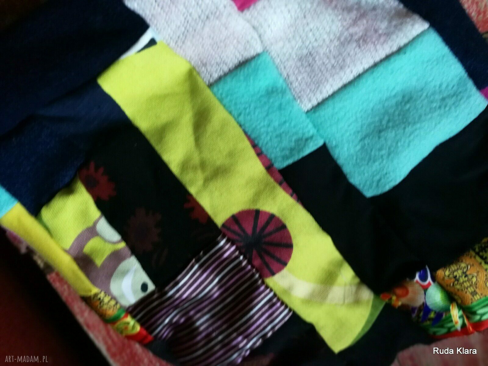 Ciepły komin damski boho patchwork na podszewce - 38x40 cm