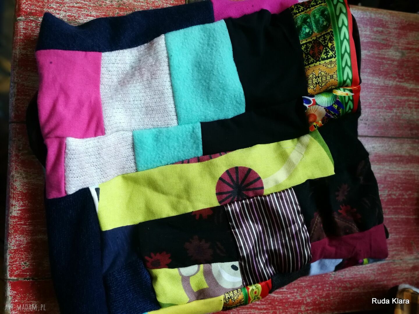 Ciepły komin damski boho patchwork na podszewce - 38x40 cm