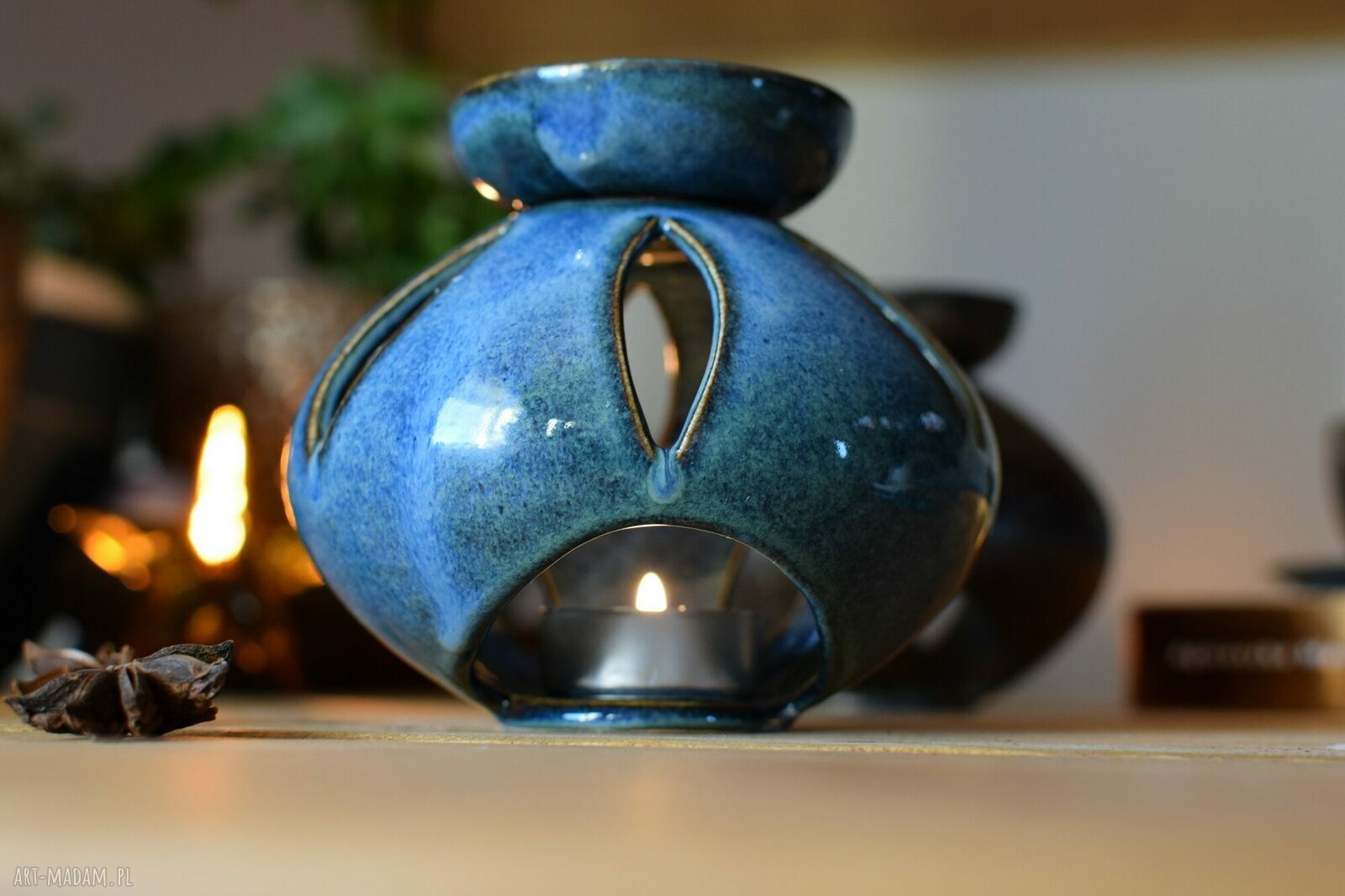 Kominek do wosku ceramiczny Morski - aromaterapia i lampion w jednym