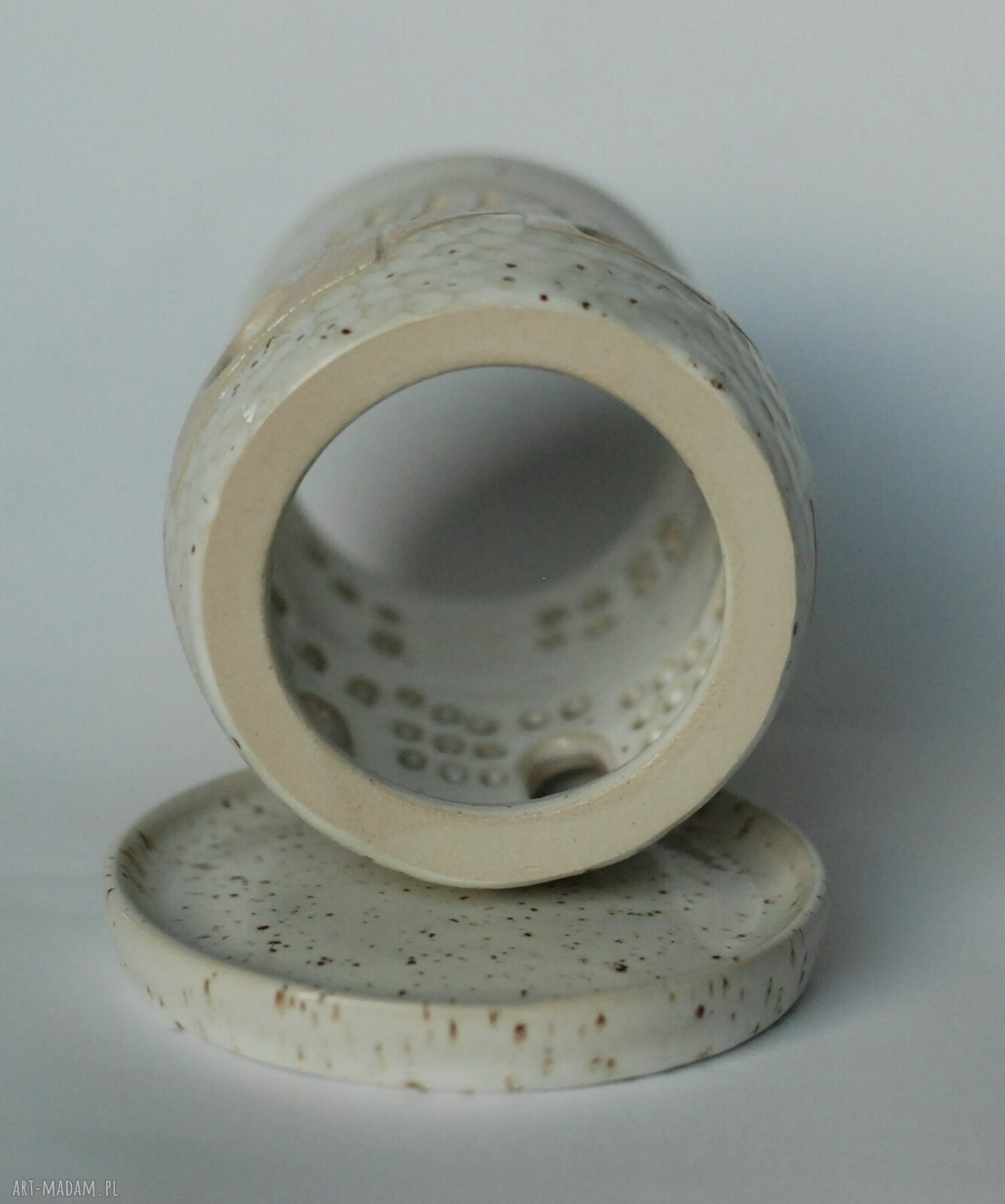 Kominek ceramiczny „Domki” - ręcznie robiona dekoracja na prezent