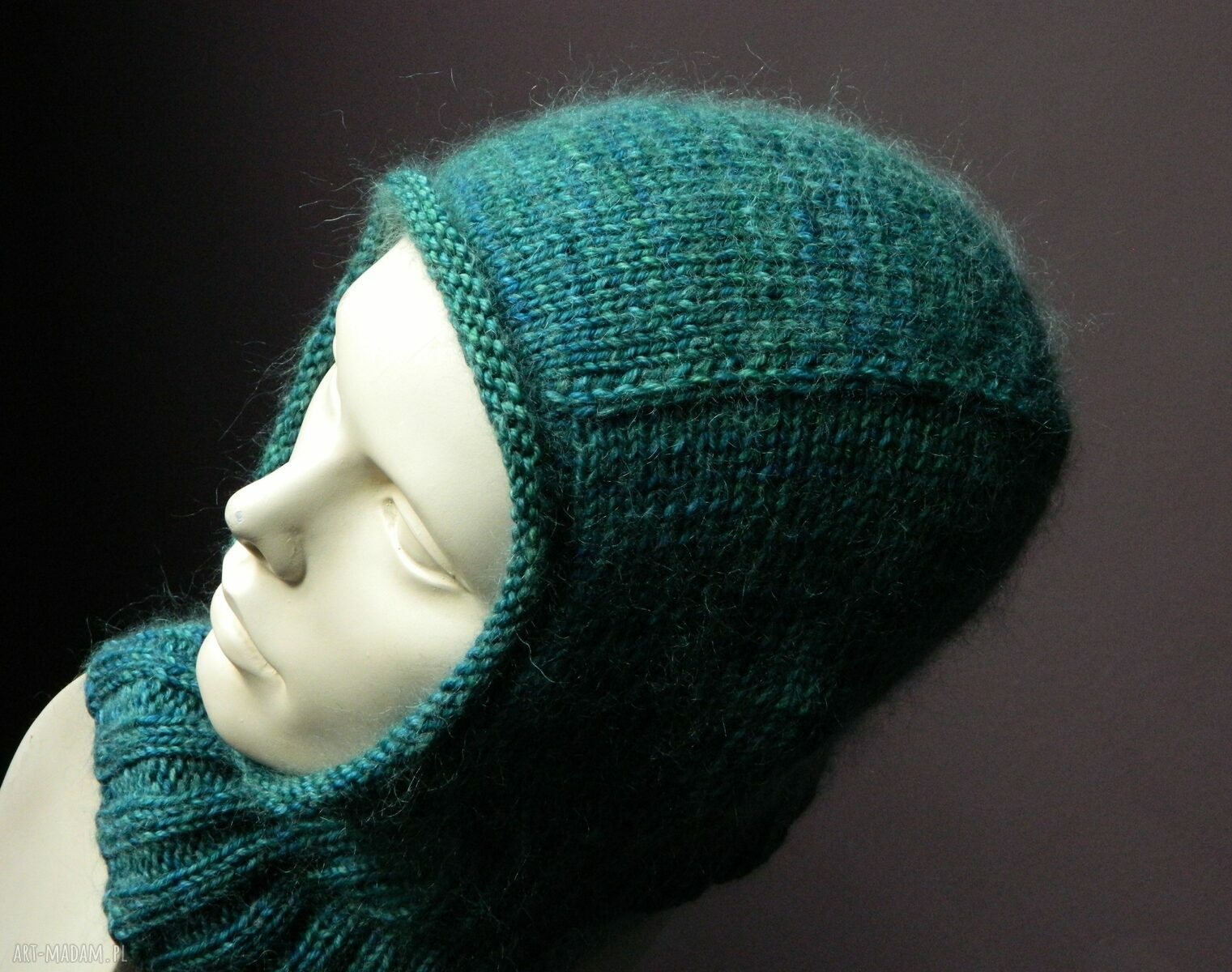 Kominiarka 100% merino Malabrigo szmaragdowa dla Bianki - rezerwacja