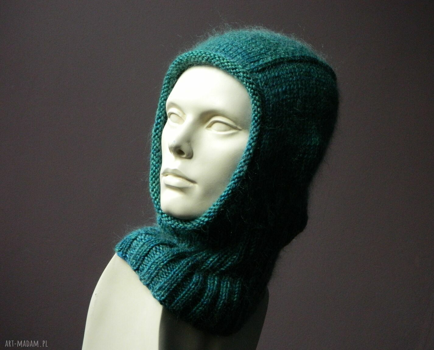 Kominiarka 100% merino Malabrigo szmaragdowa dla Bianki - rezerwacja