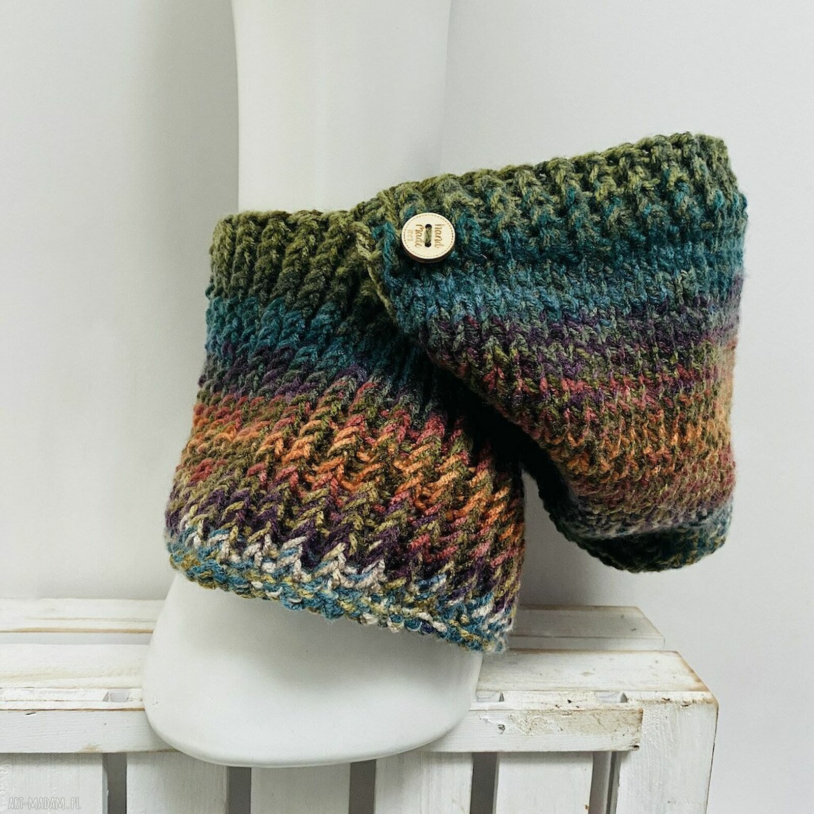 Balaclava-kominiarka z kapturem i kominem zamiast czapki - handmade
