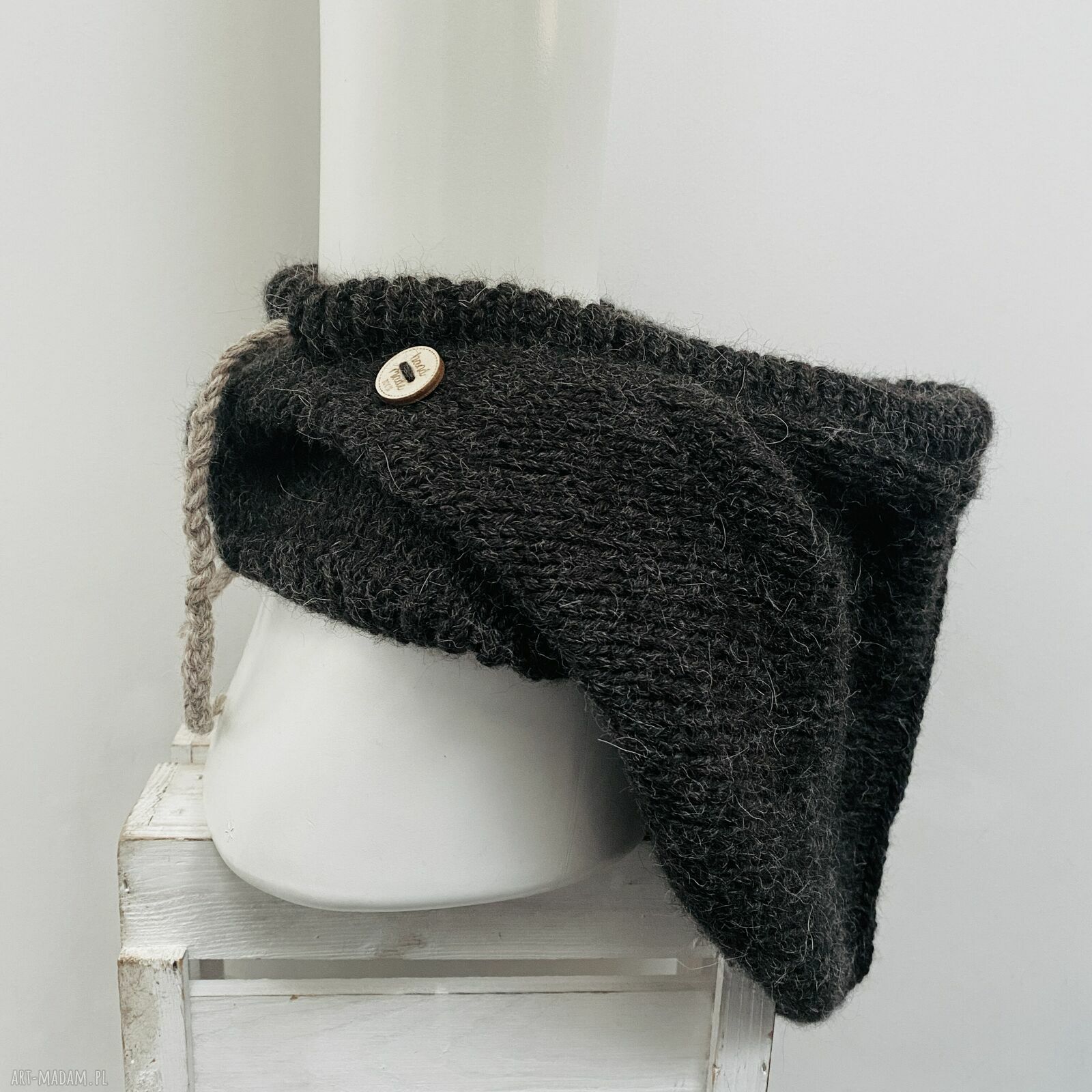 Balaclava-kominiarka z alpaki 100% w kolorze antracyt