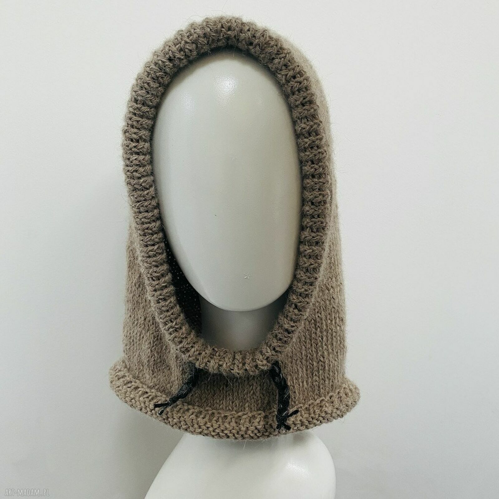 Balaclava - kominiarka z alpaki taupe (oversize) dla kobiet