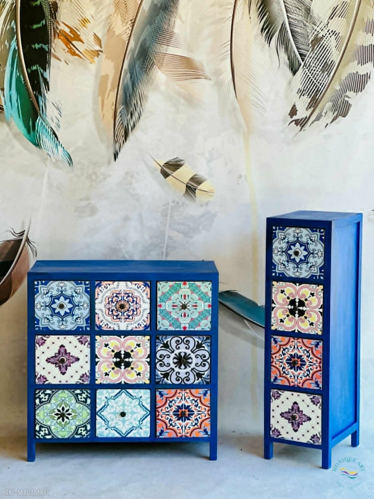 Kolorowa komoda boho w meksykańskie wzory - ręcznie stylizowany unikat