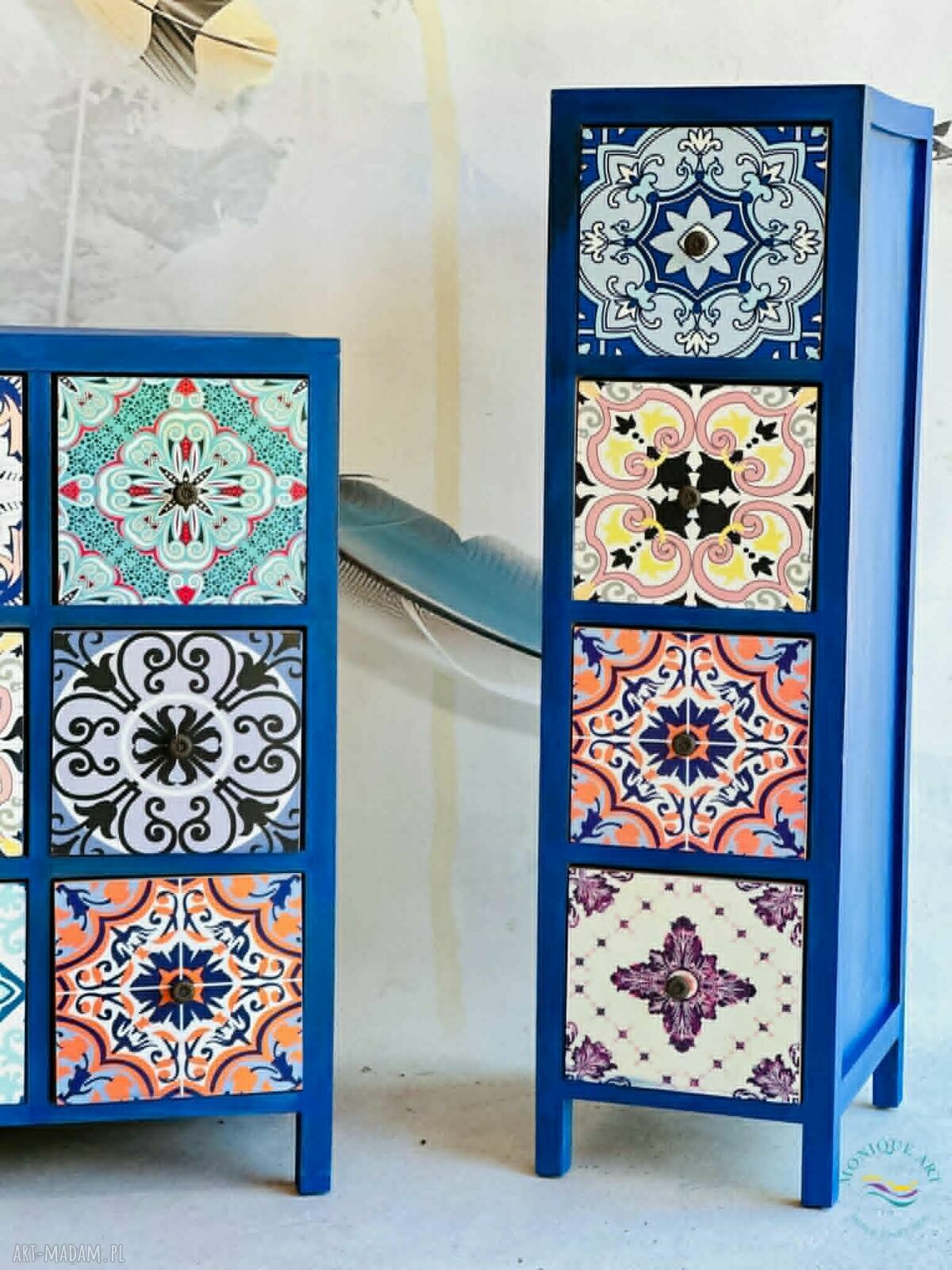 Kolorowa komoda boho w meksykańskie wzory - ręcznie stylizowany unikat