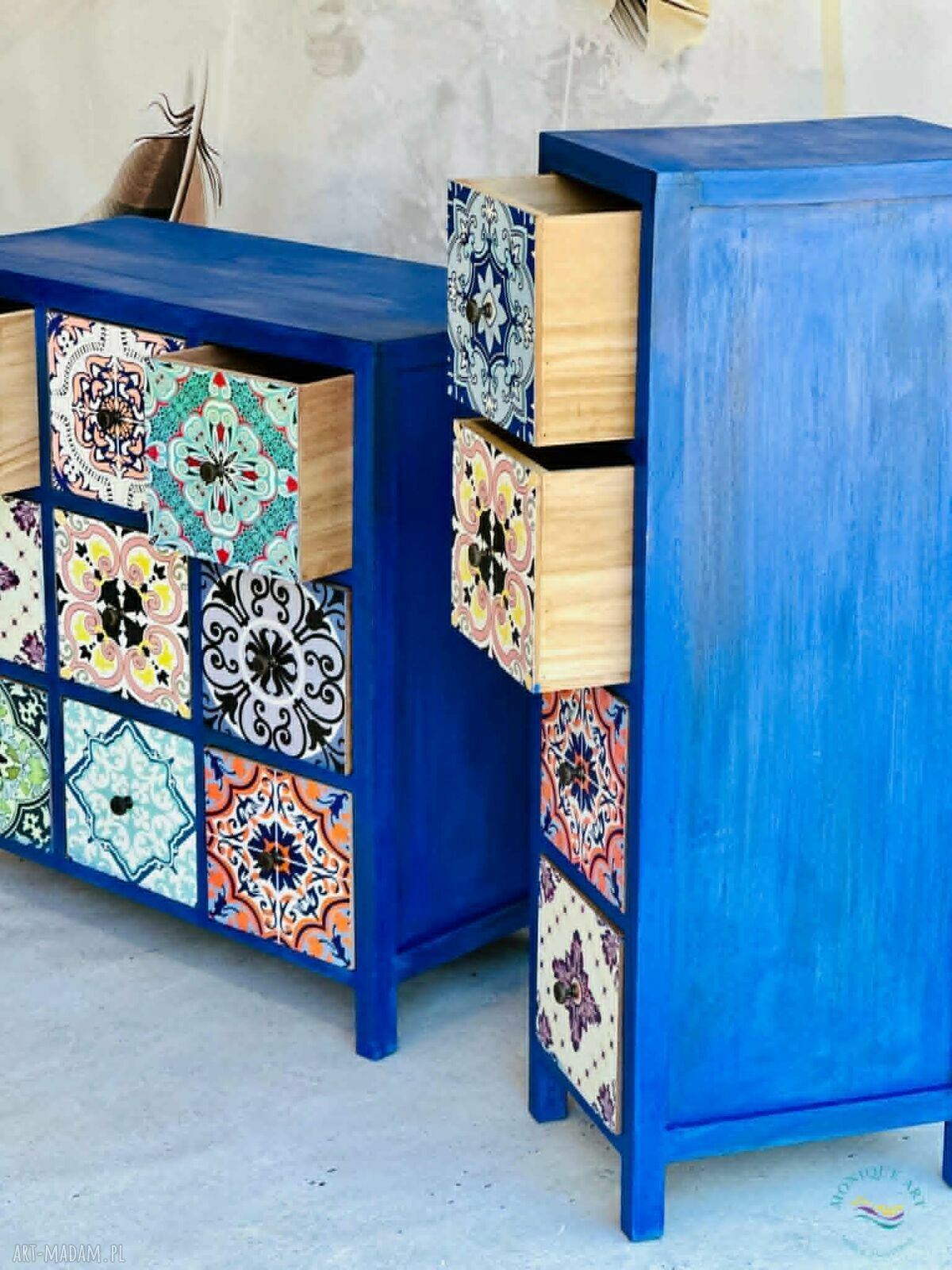 Kolorowa komoda boho w meksykańskie wzory - ręcznie stylizowany unikat