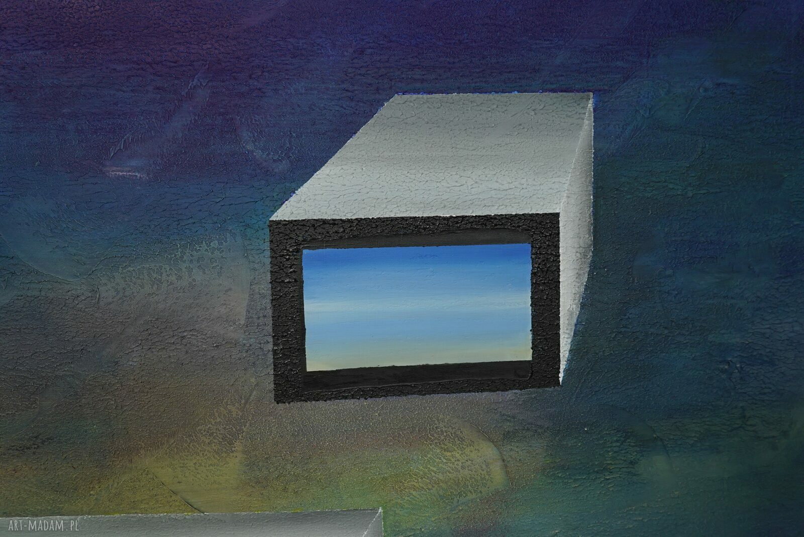 Komórki do wynajęcia - abstrakcyjny obraz mixed media 100 x 100 cm
