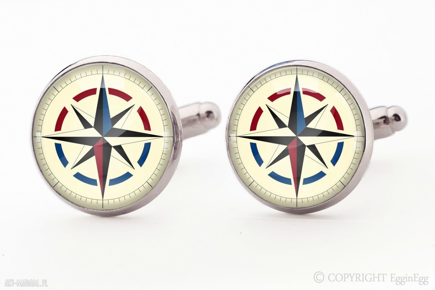 Kompas spinki mankietów podróżnika prezent męskie ręcznie robione