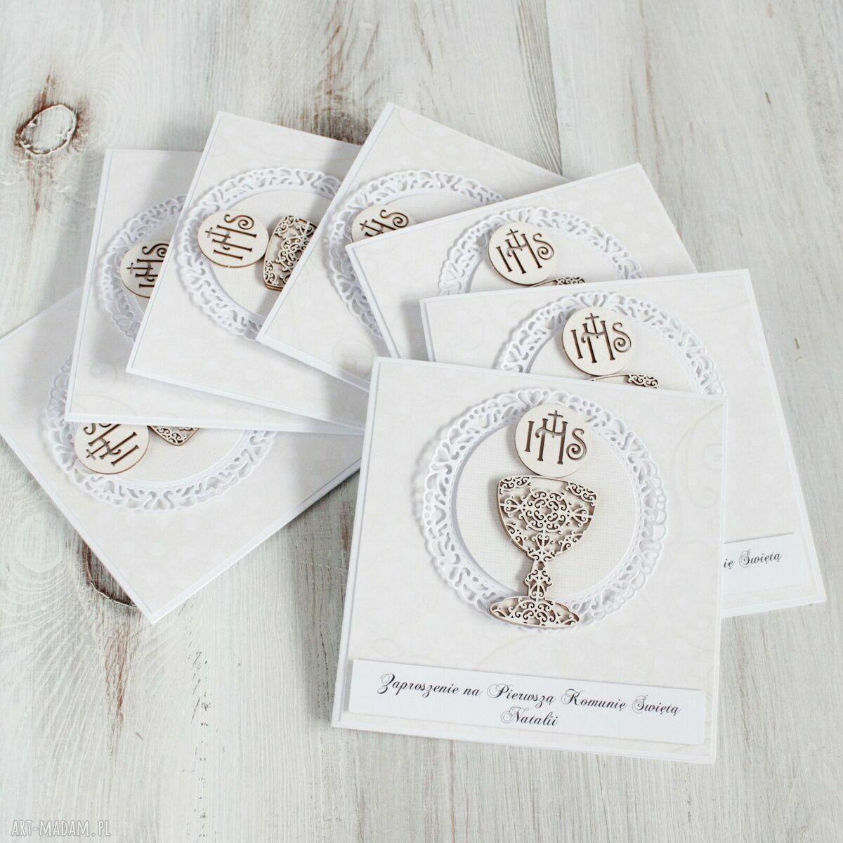 świąteczny prezent: Komplet 10 sztuk zaproszeń na świętą Komunia Zaproszenia ręczne