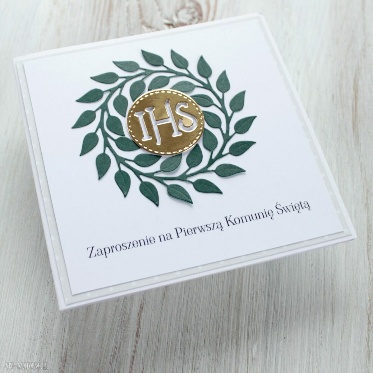 zaproszenie: Komplet 10 zaproszeń na komunię zaproszenia złota hostia Hand Made