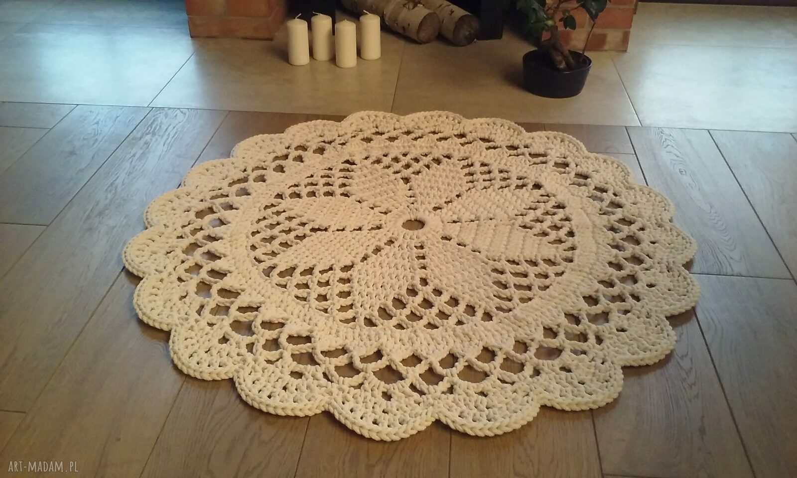 Komplet 2 dywanów ze sznurka bawełnianego - dwustronne okrągłe dywany (80 cm i 110 cm)