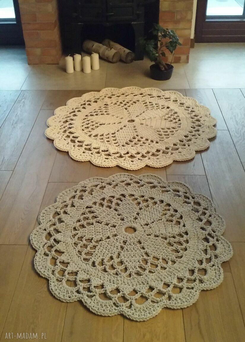Komplet 2 dywanów ze sznurka bawełnianego - dwustronne okrągłe dywany (80 cm i 110 cm)