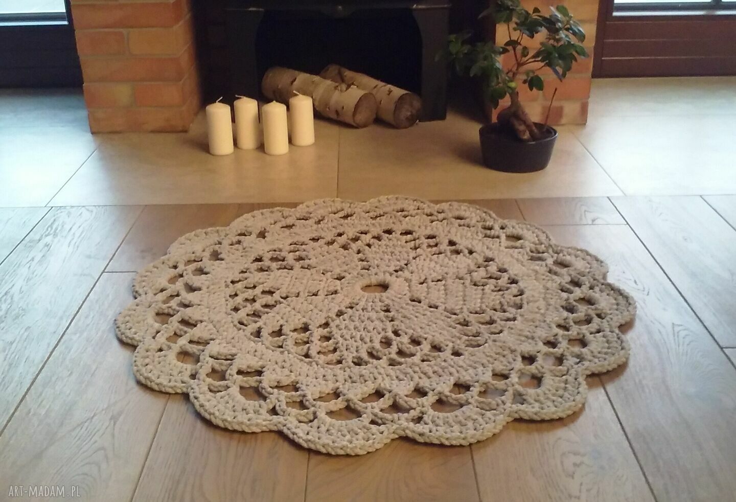 Komplet 2 dywanów ze sznurka bawełnianego - dwustronne okrągłe dywany (80 cm i 110 cm)