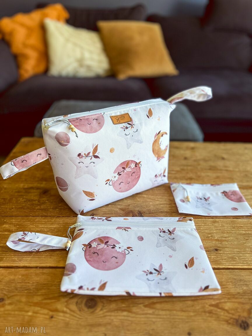 Komplet 3 kosmetyczek Boho Noc - wodoodporny zestaw S/M/L