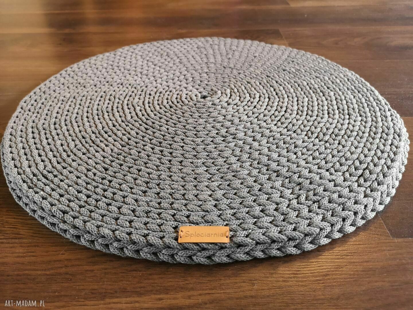 Komplet 3 okrągłych podkładek handmade ze sznurka bawełnianego - ciemny szary