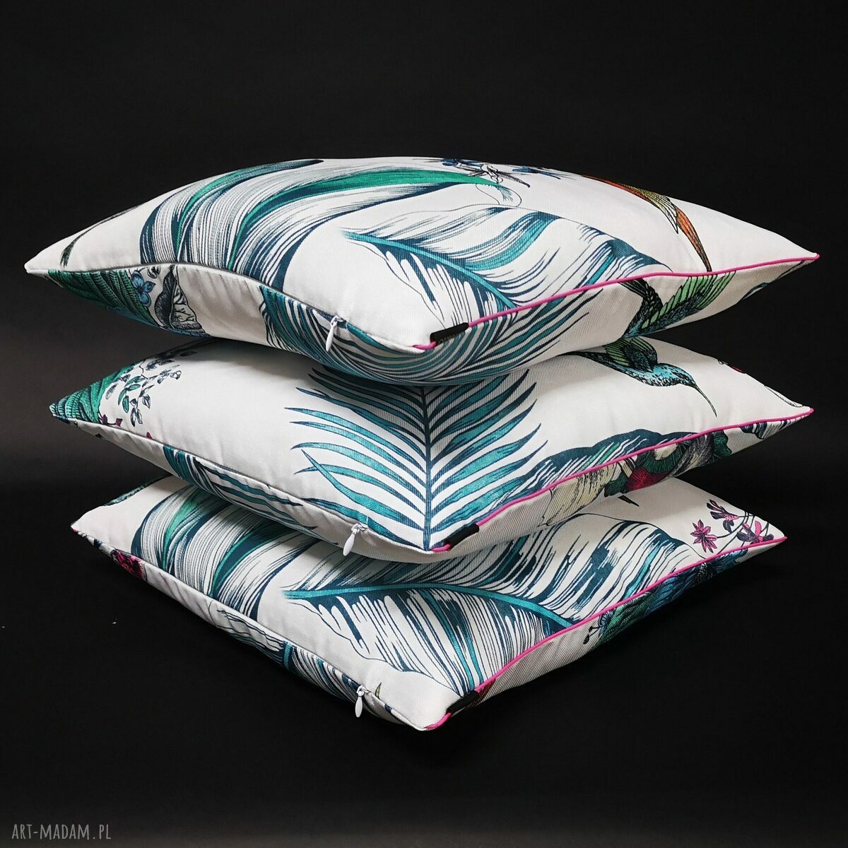 Komplet 3 poduszek 45x45 cm Ptaszki na jasnym tle - Majunto