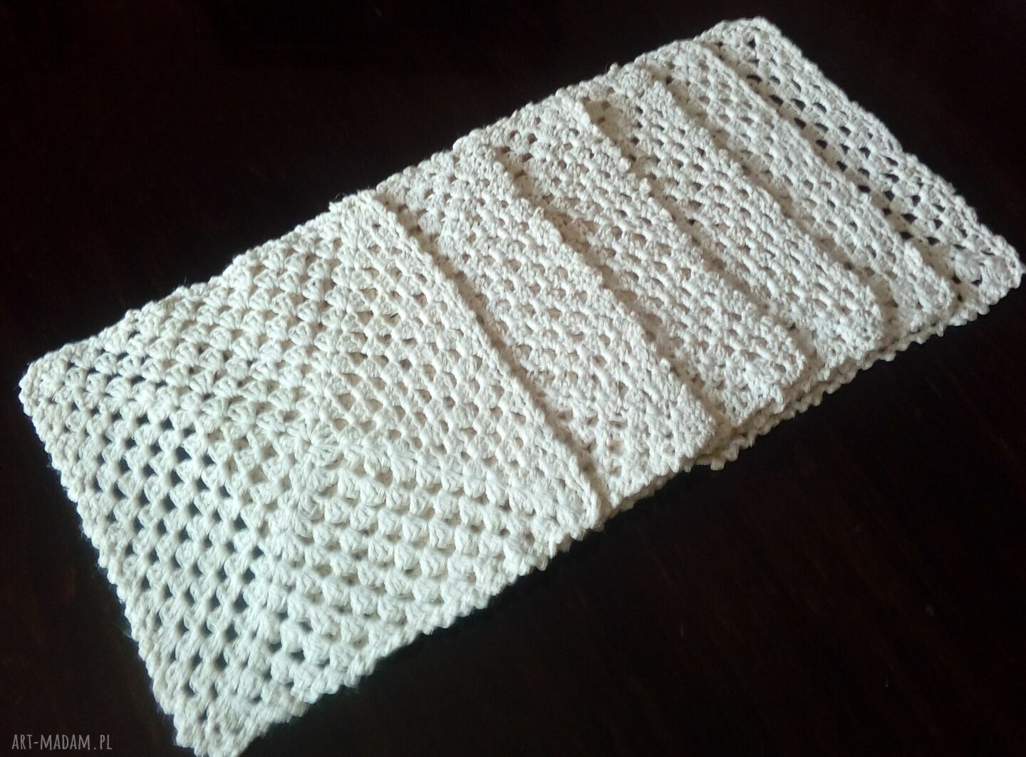 Komplet 6 podkładek ecru z bawełnianego kordonka 17x20 cm