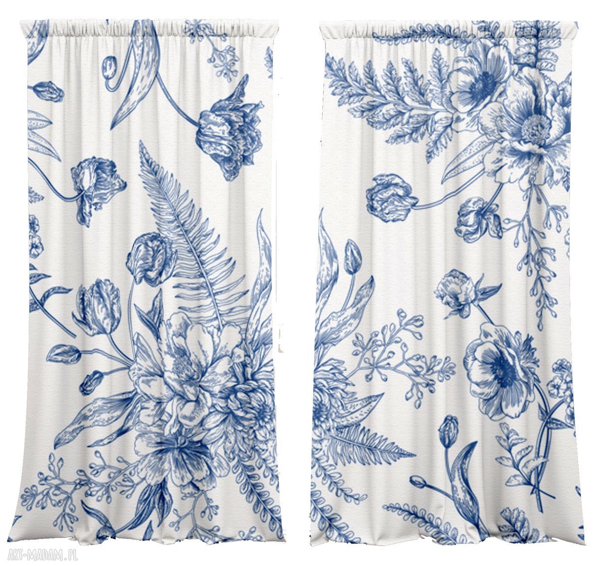 Komplet aksamitnych zasłon Flower Blue (2 szt.)