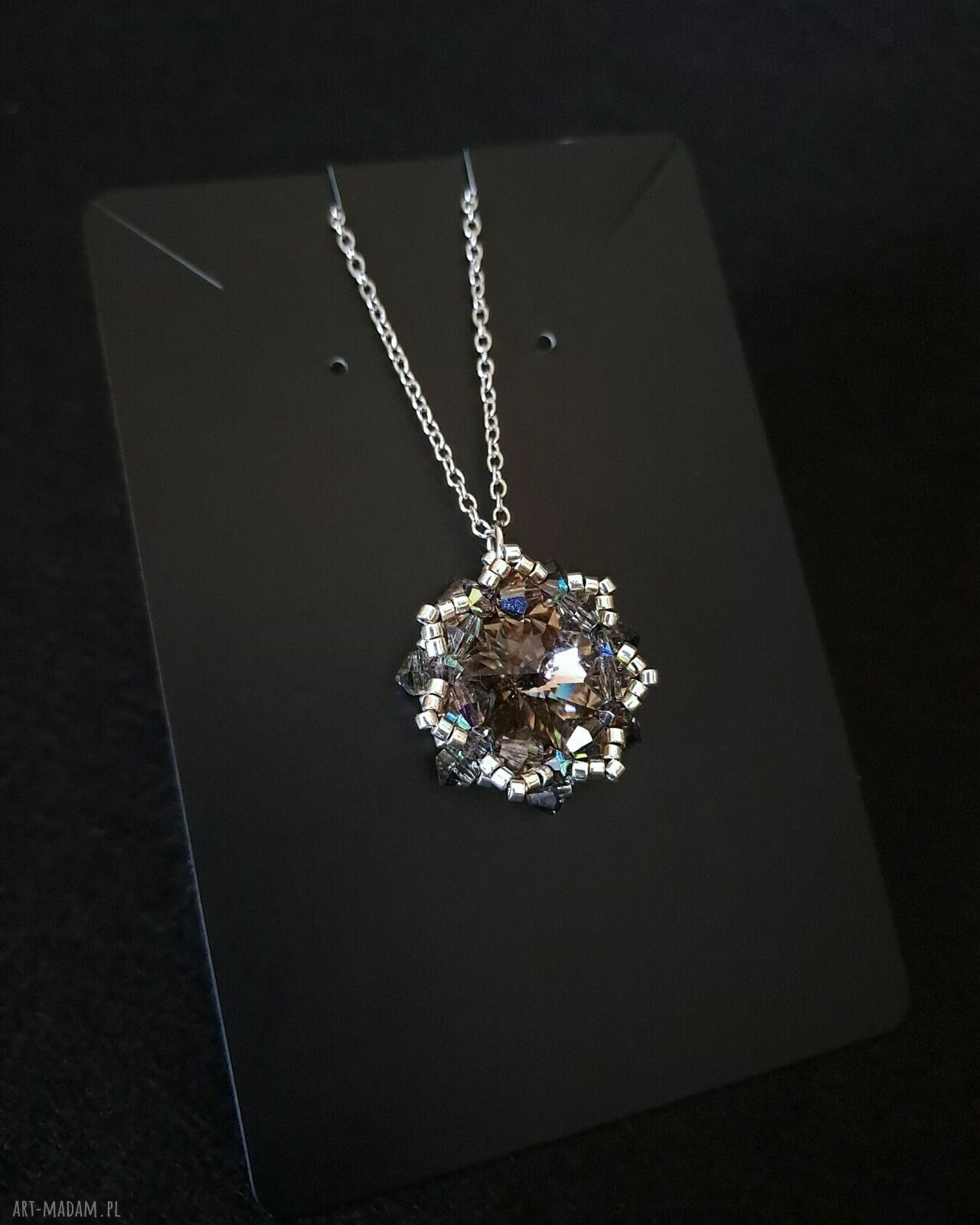 Komplet biżuterii Black Diamond Maxima z kryształów Preciosa - kolczyki i naszyjnik