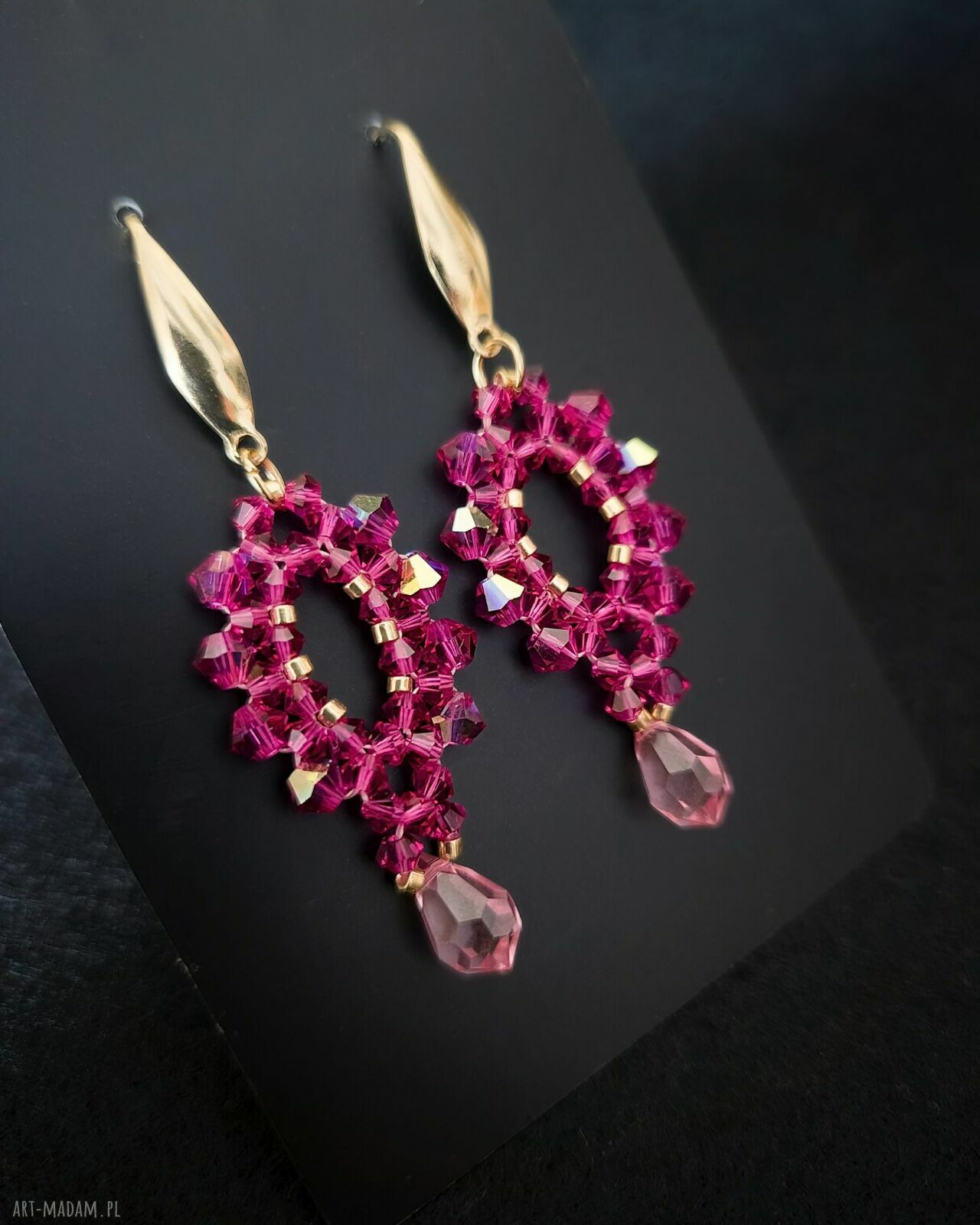 Komplet biżuterii Fuchsia & Rose - naszyjnik, bransoletka i kolczyki