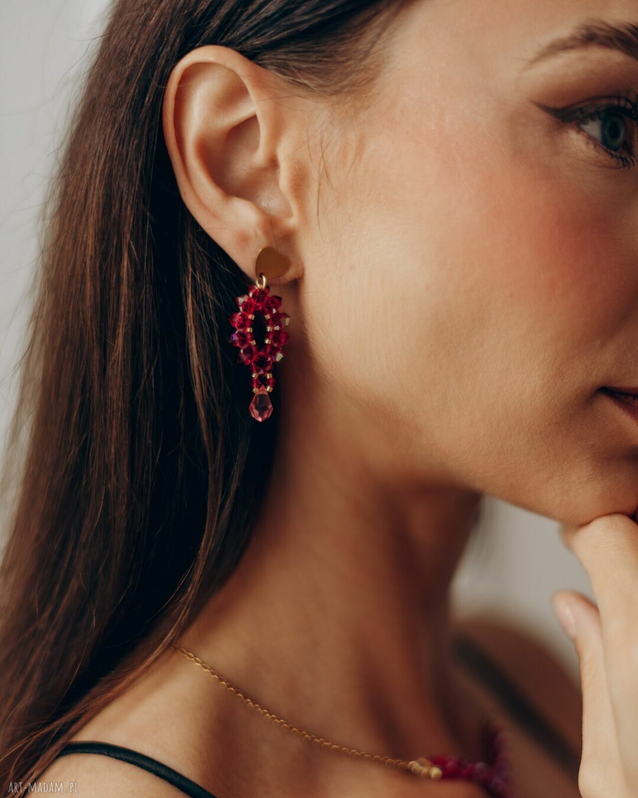 Komplet biżuterii Fuchsia AB - kolczyki, naszyjnik, bransoletka i pierścionek