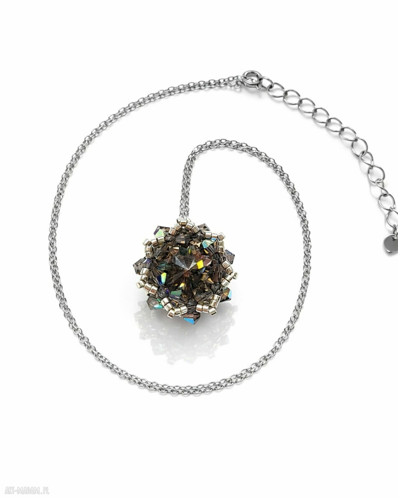 Komplet biżuterii Black Diamond Maxima z kryształów Preciosa - kolczyki i naszyjnik