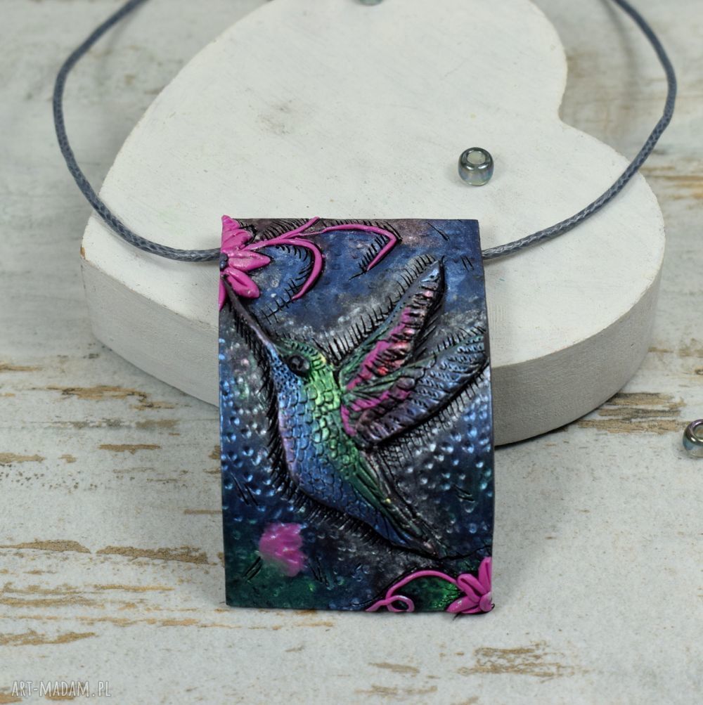 komplety: Komplet biżuterii KOLIBER długie kolczyki i zawieszka Ręcznie wykonane