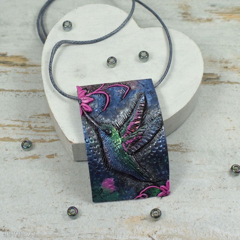 komplety: Komplet biżuterii KOLIBER długie kolczyki i zawieszka Ręcznie wykonane