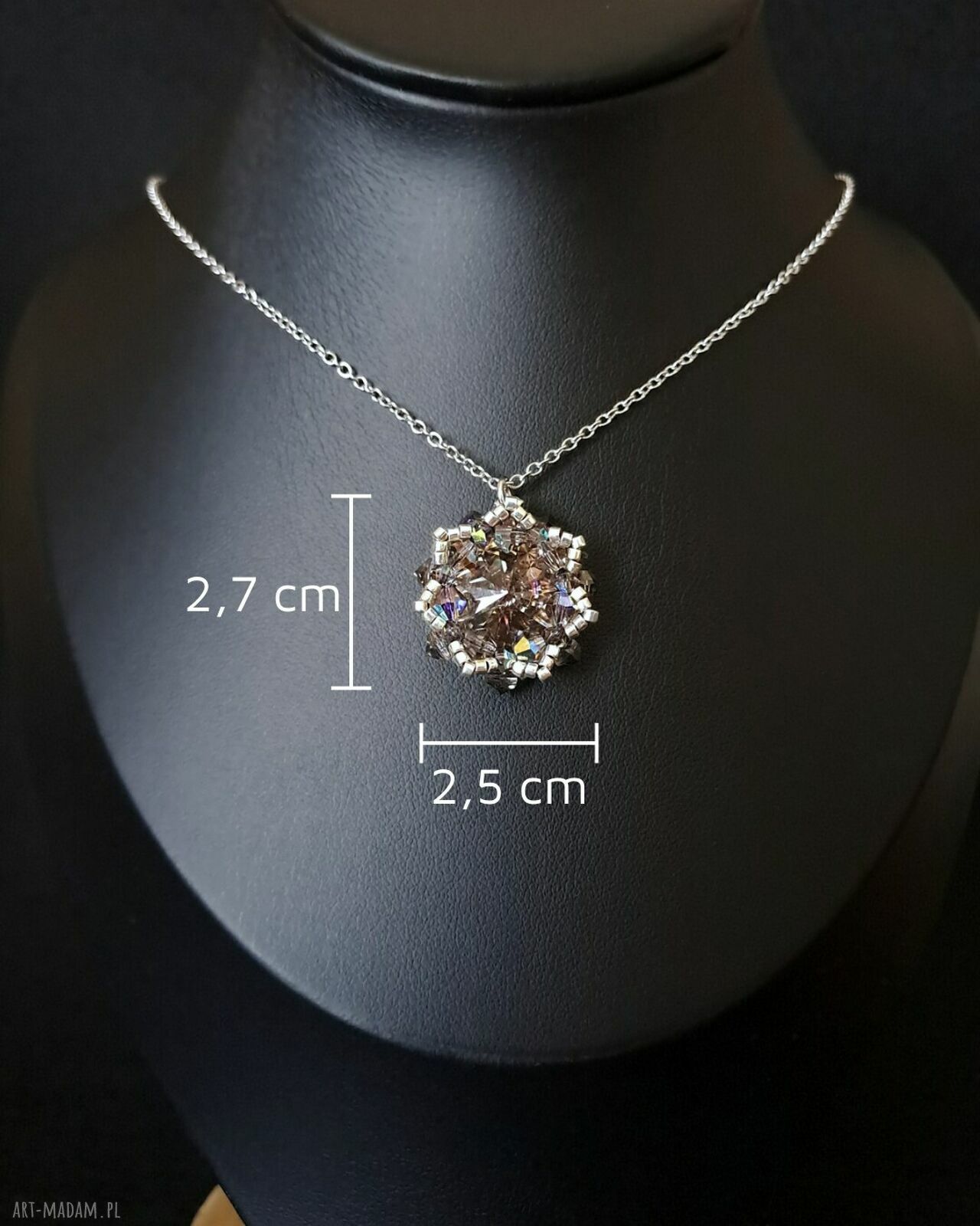 Komplet biżuterii Black Diamond Maxima z kryształów Preciosa - kolczyki i naszyjnik