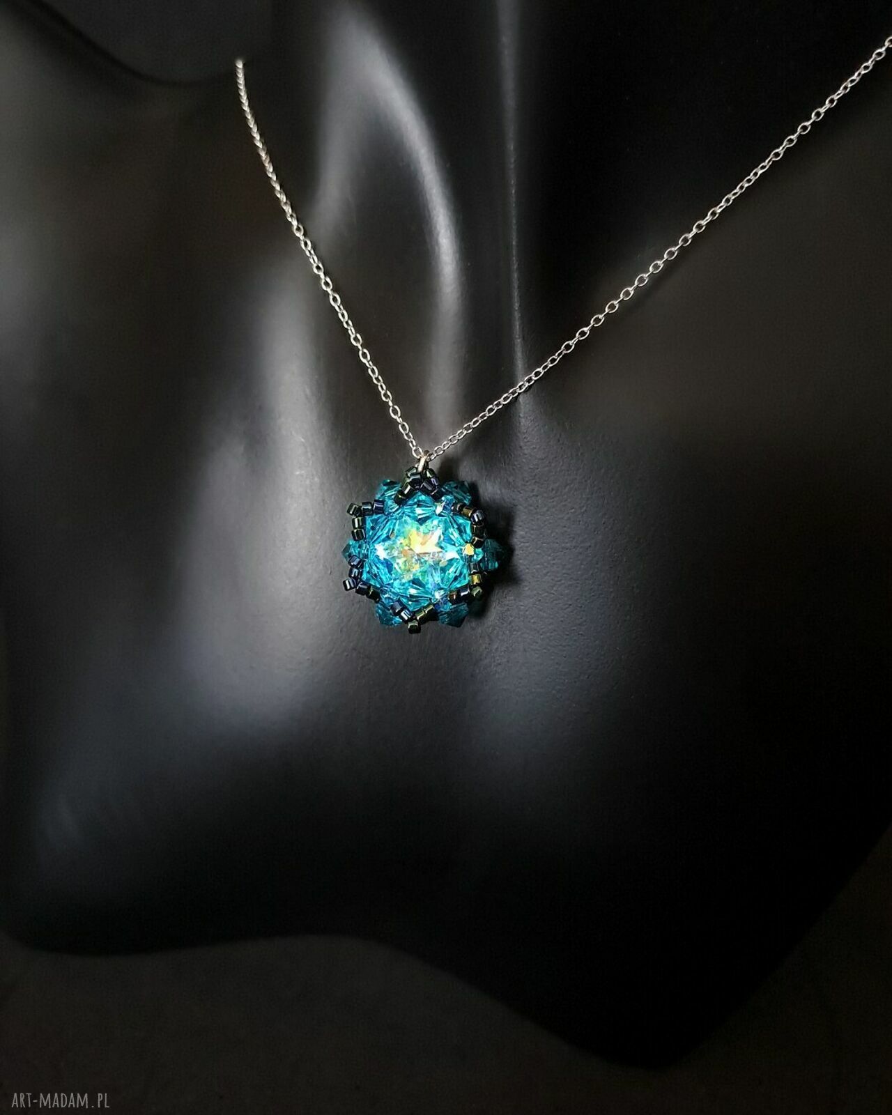 Komplet biżuterii Zircon Maxima - kolczyki i naszyjnik z kamieniem Preciosa Rivoli Maxima
