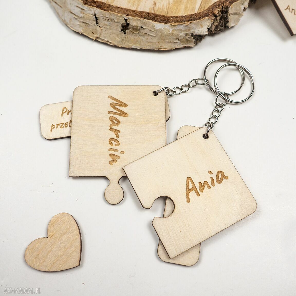 Komplet breloczków Puzzle z grawerem imion