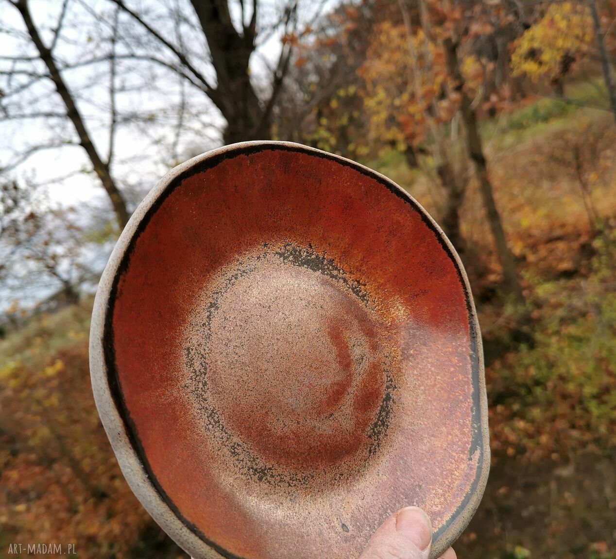 Komplet ceramicznych miseczek Paproć (c371) - kamionka użytkowa ręcznie robiona