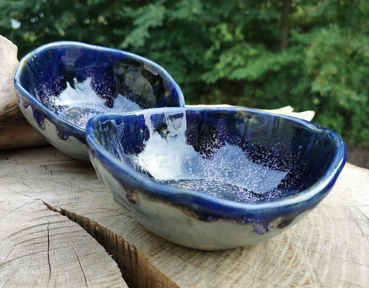 Komplet ceramicznych miseczek c328 - ważki i galaktyczne szkliwienie