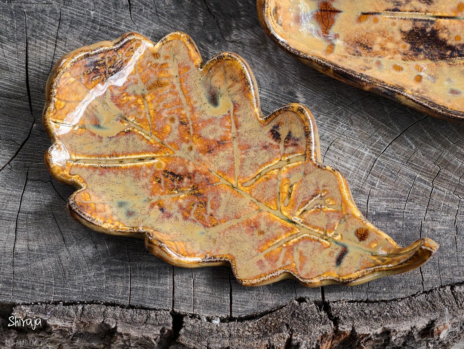 Komplet ceramicznych liści c933 - ręcznie robione podstawki