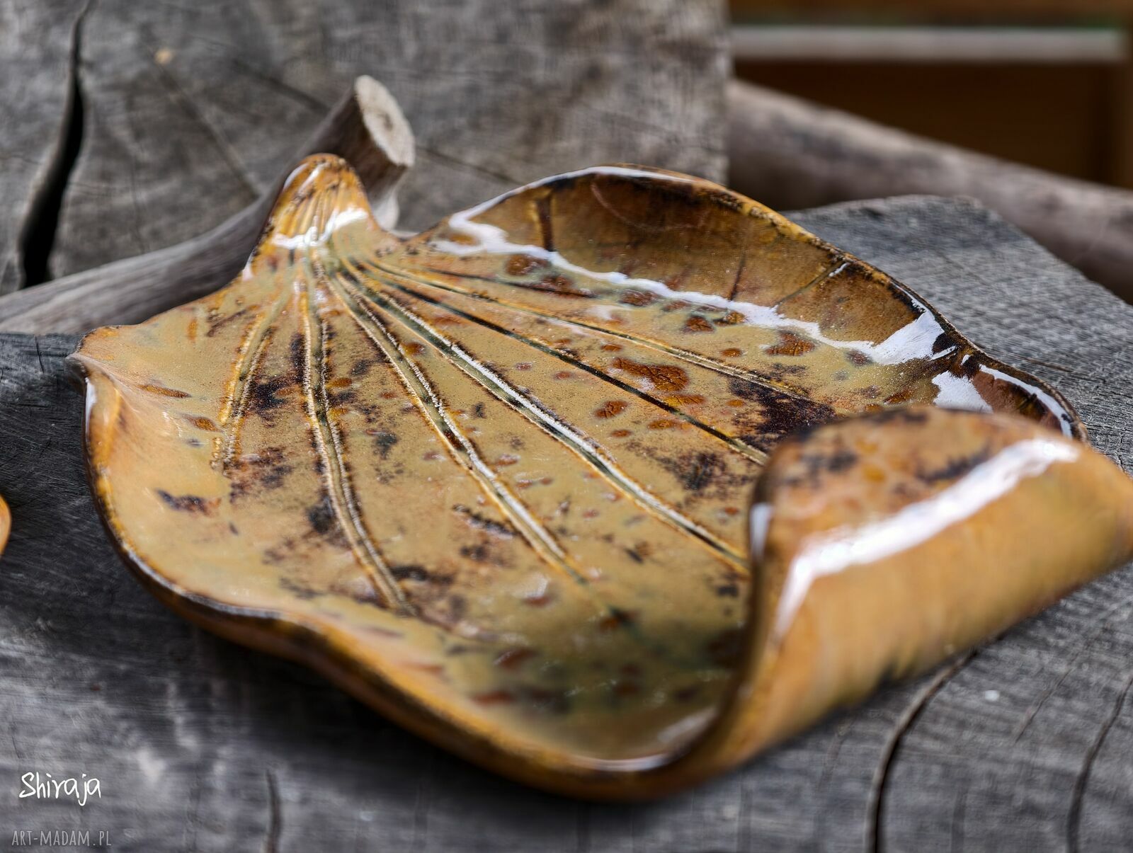Komplet ceramicznych liści c933 - ręcznie robione podstawki