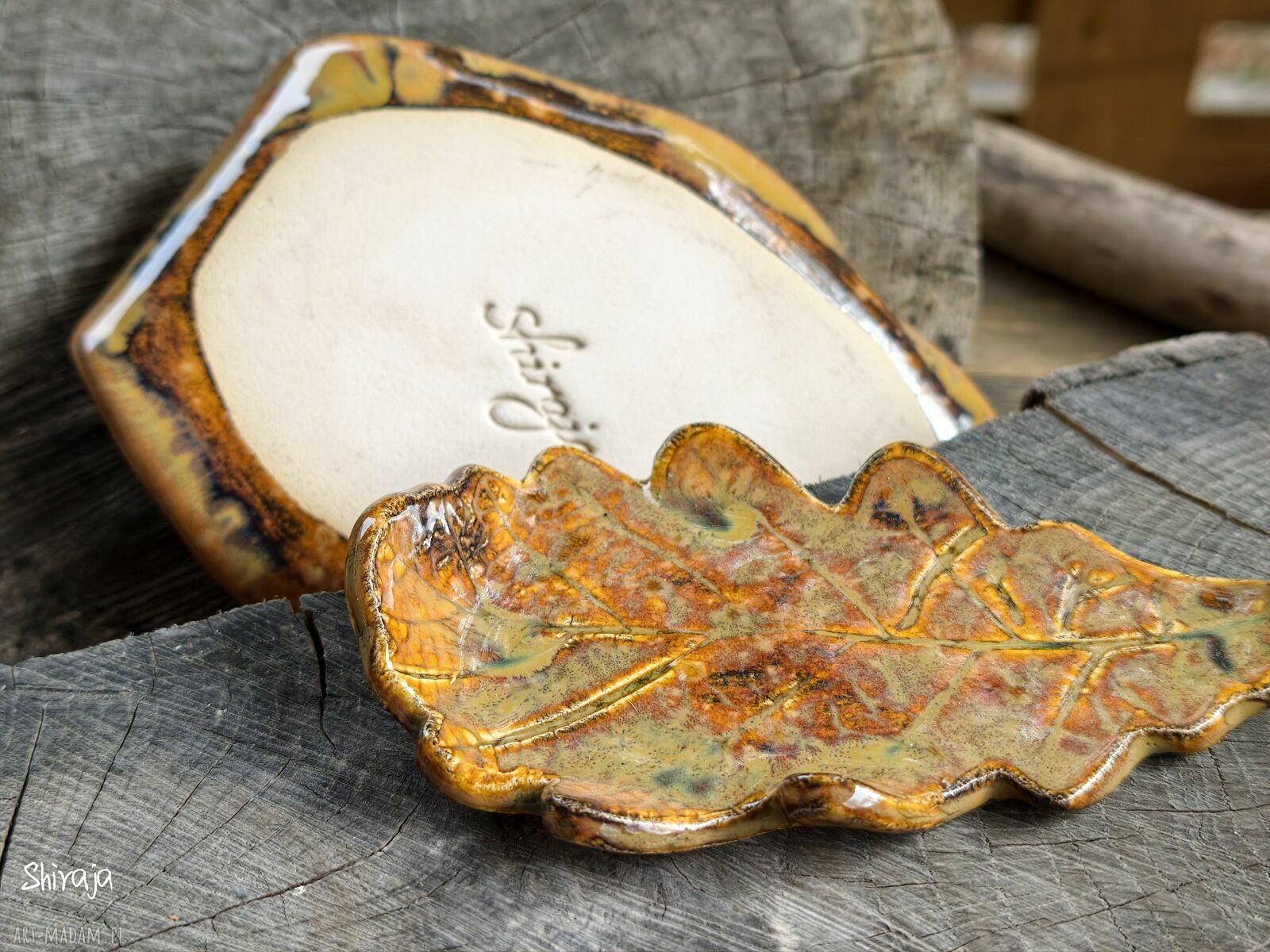 Komplet ceramicznych liści c933 - ręcznie robione podstawki