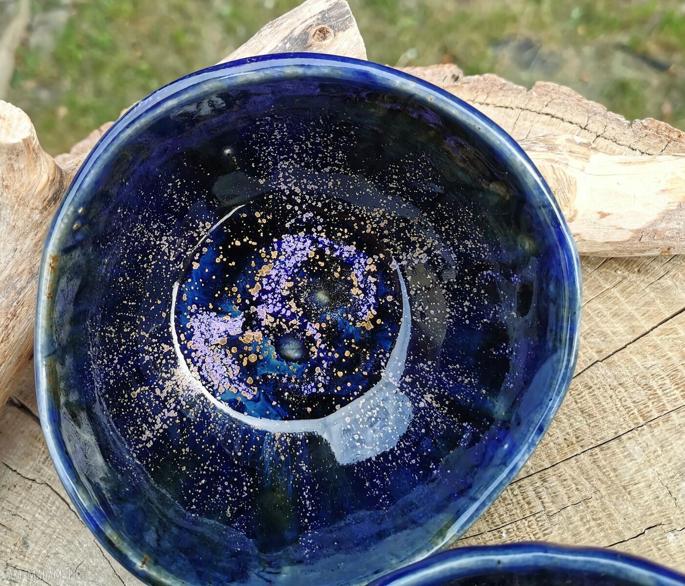 Komplet ceramicznych miseczek c328 - ważki i galaktyczne szkliwienie